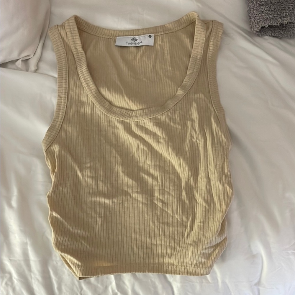 Tan Ribbed Tank Top